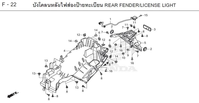 F-22 REAR FENDER/LICENSE LIGHT