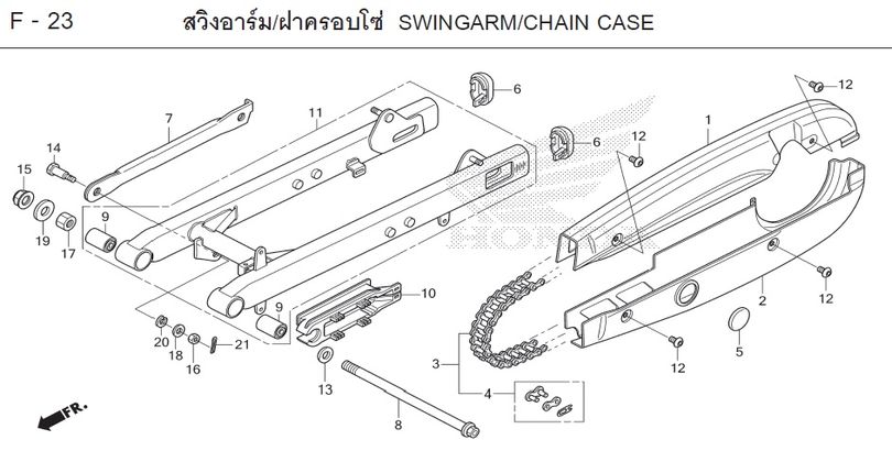 F-23 SWINGARM/CHAIN CASE