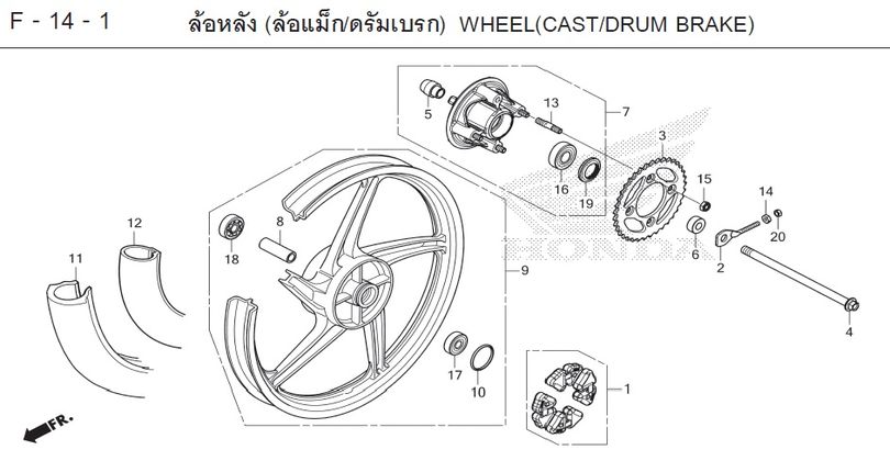 F-14-1 14-1 WHEEL(CAST/DRUM BRAKE)