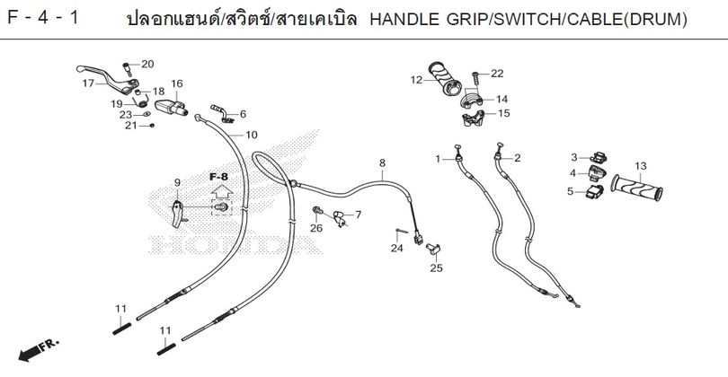 F-4-1 4-1 HANDLE GRIP/SWITCH/CABLE(DRUM)