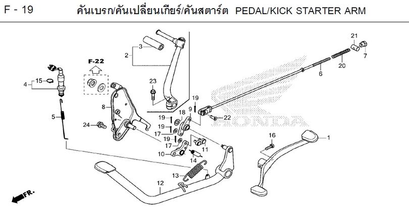 F-19 PEDAL/KICK STARTER ARM