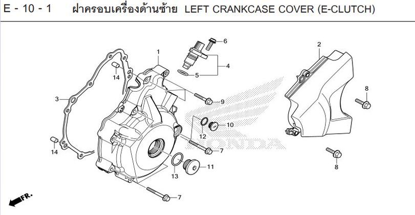 E-10-1 10-1 LEFT CRANKCASE COVER (E-CLUTCH)