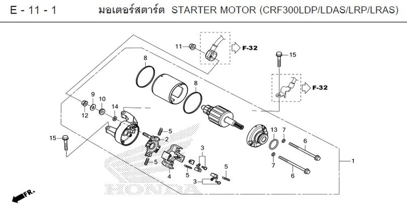 E-11-1 II-I STARTER MOTOR (CRF300LDP/LDAS/LRP/LRAS)