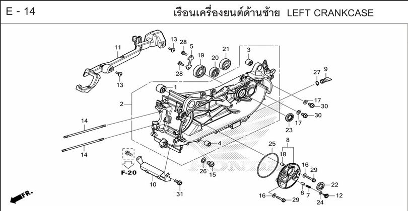 E-14 LEFT CRANKCASE
