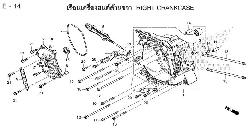 E-14 RIGHT CRANKCASE