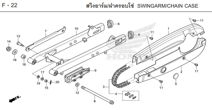 F-22 SWINGARM/CHAIN CASE