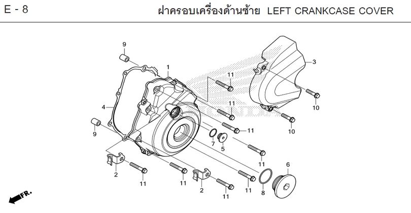 E-8 LEFT CRANKCASE COVER
