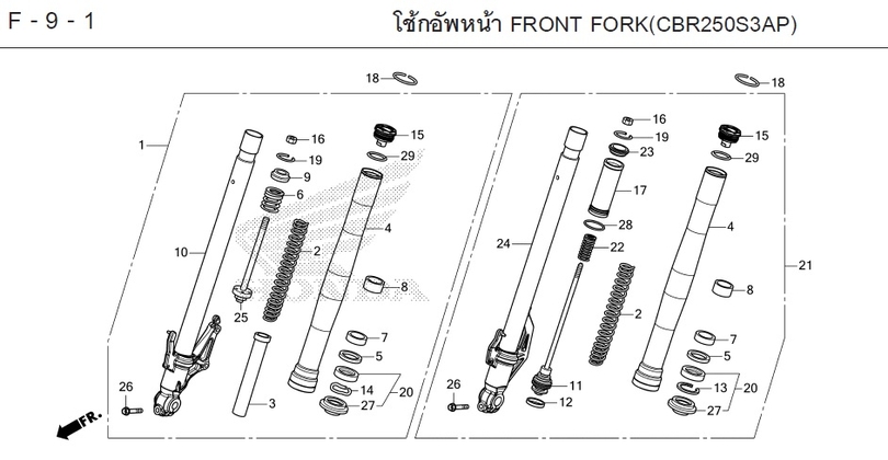 F-9-1 9-1 FRONT FORK(CBR250S3AP)