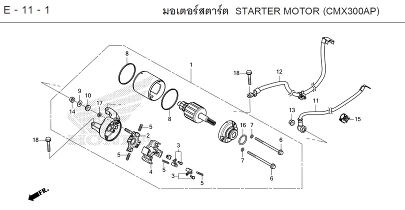 E-11-1 11-1 STARTER MOTOR (CMX300AP)