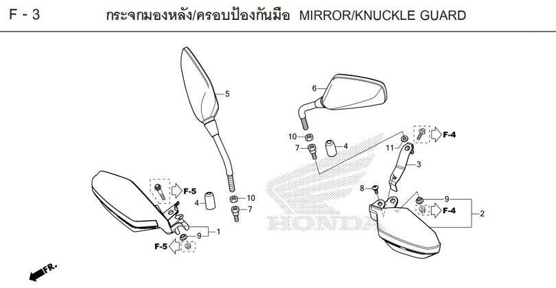 F-3 MIRROR/KNUCKLE GUARD