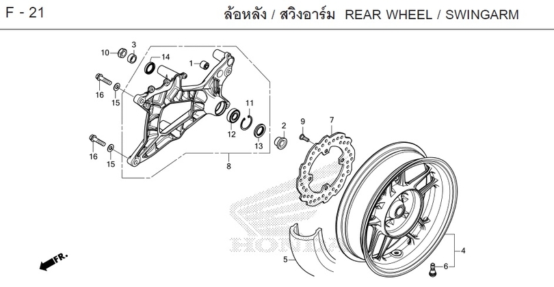 F-21 / REAR WHEEL / SWINGARM