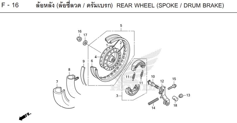 F-16 / REAR WHEEL (SPOKE / DRUM BRAKE)