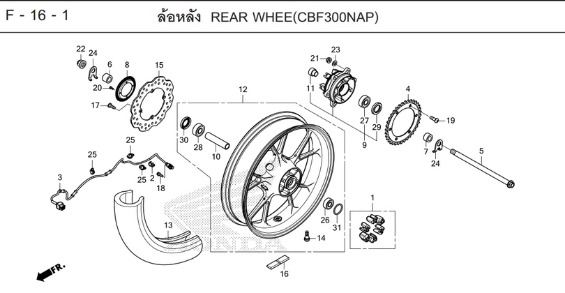 F-16-1 16-1 REAR WHEE(CBF300NAP)
