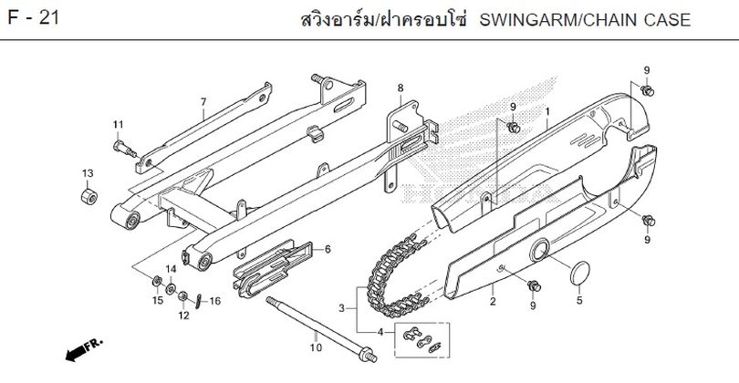 F-21 SWINGARM/CHAIN CASE