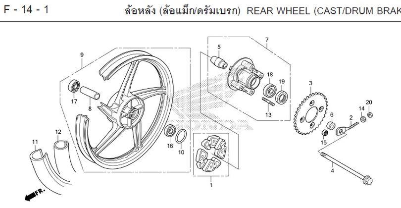 F-14-1 REAR WHEEL (CAST/DRUM BRAF