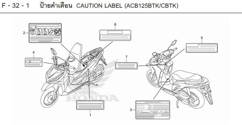 F-32-1 32-1 CAUTION LABEL (ACB125BTK/CBTK)