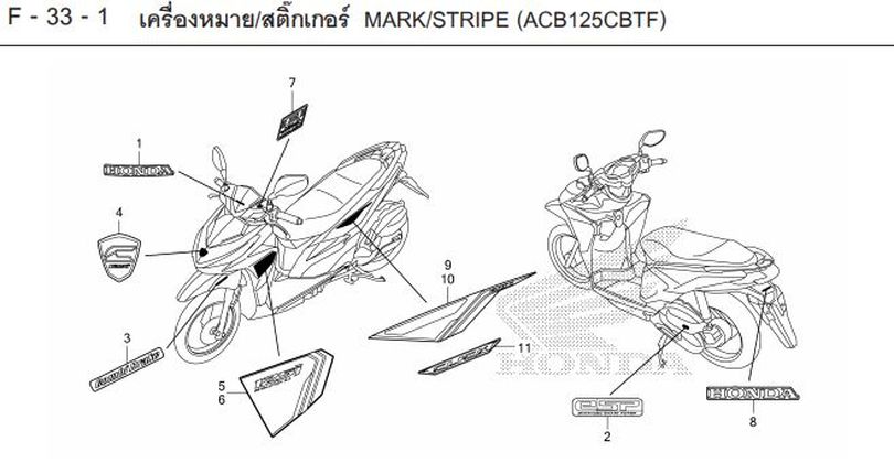 F-33-1 33-1 MARK/STRIPE (ACB125CBTF)