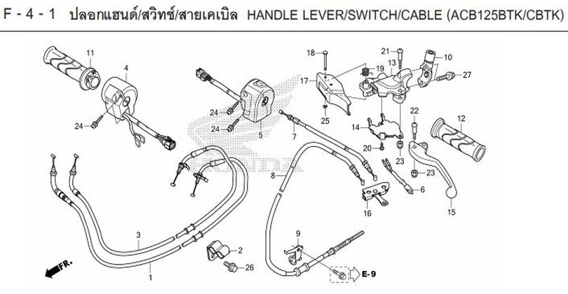 F-4-1 4- 1 HANDLE LEVER/SWITCH/CABLE (ACB125BTK/CBTK)