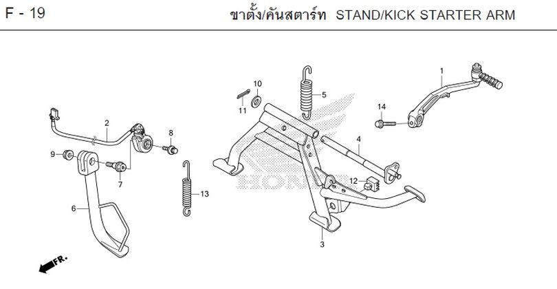 F-19 STAND/KICK STARTER ARM