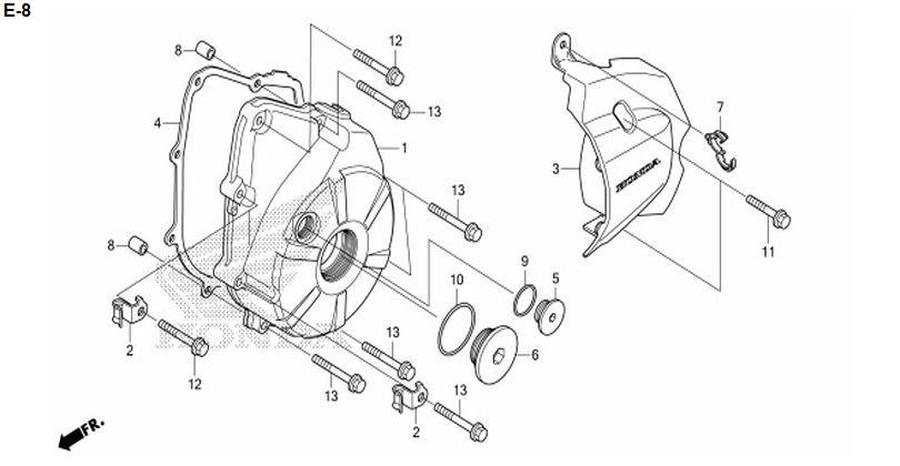 E-8 LEFT CRANKCASE COVER