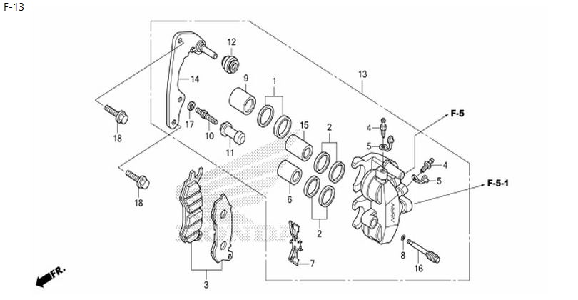 F-13 IOCBTG/H/J)FRONT BRAKE CALIPER(ACGI IOCBTG/H/J)