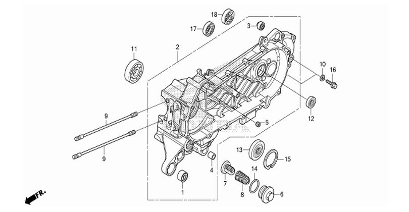 E-15 LEFT CRANKCASE