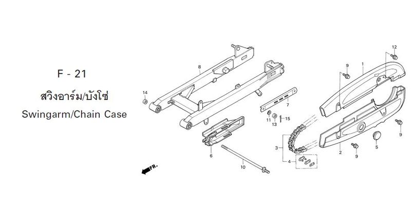 F-21 SWINGARM/CHAIN CASE