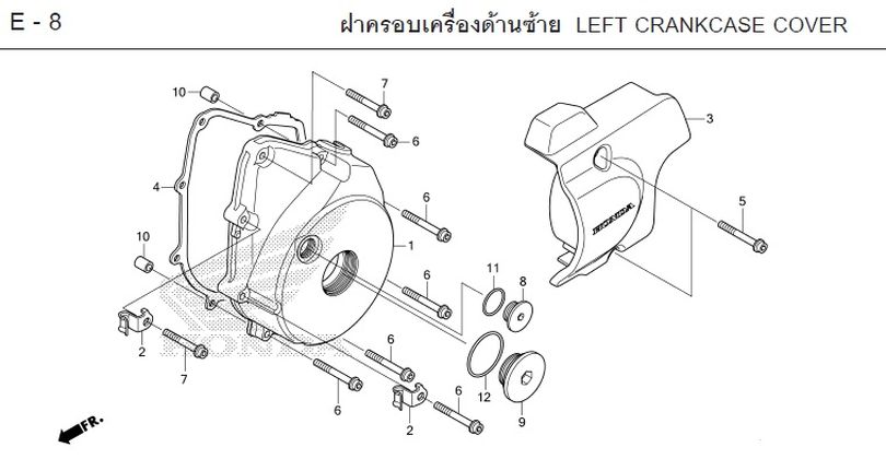 E-8 LEFT CRANKCASE COVER